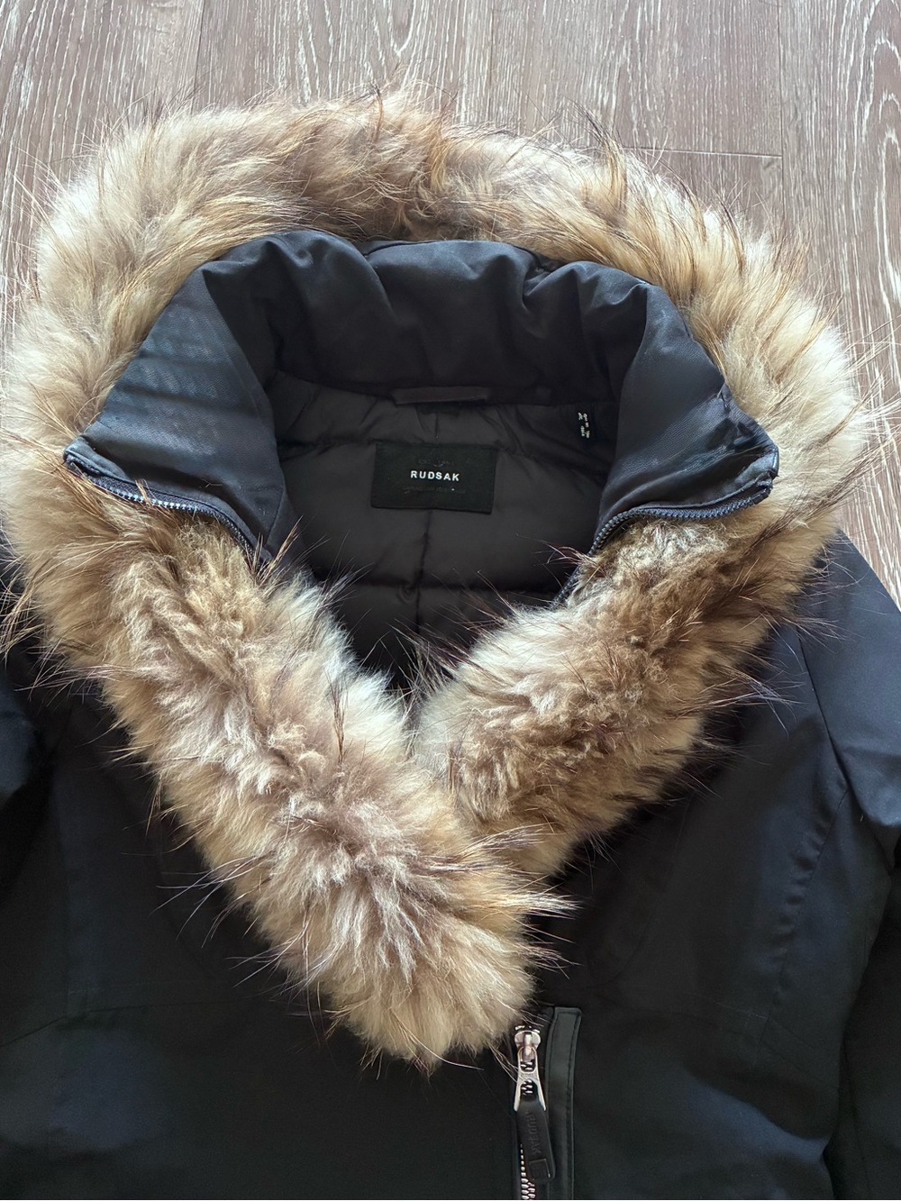 RUDSAK Black Parka Coat with Fur Trim - Picture 6 of 8